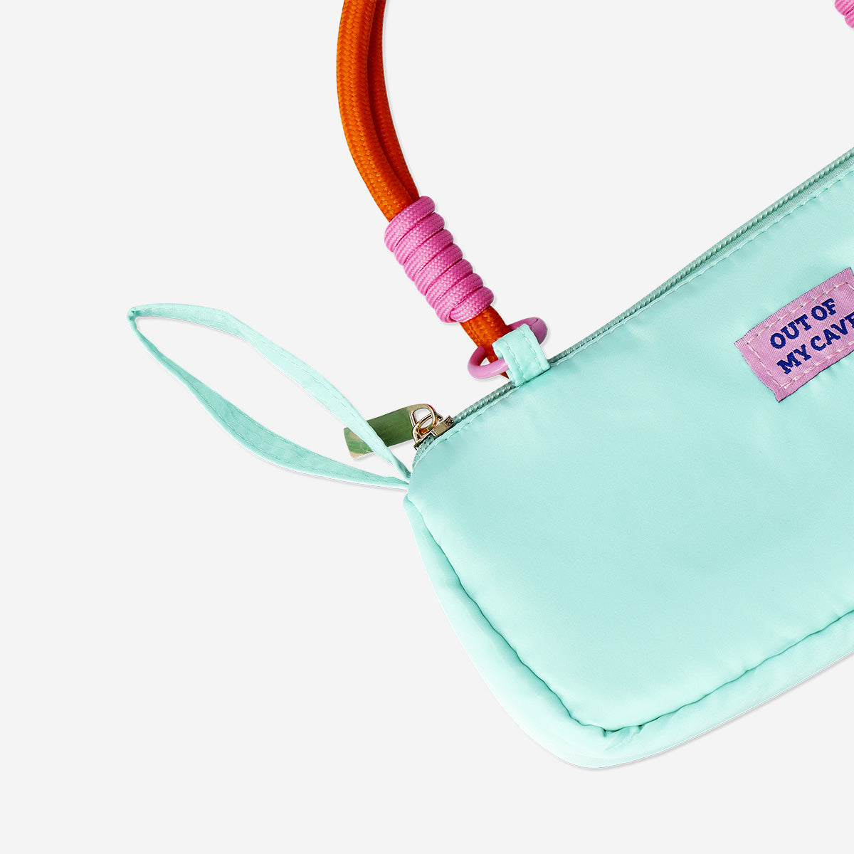 Turquoise pencil case with rope