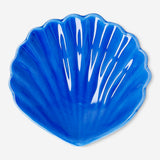 Blue ceramic seashell soap dish from Flying Tiger Copenhagen, featuring a detailed seashell design for home decor.