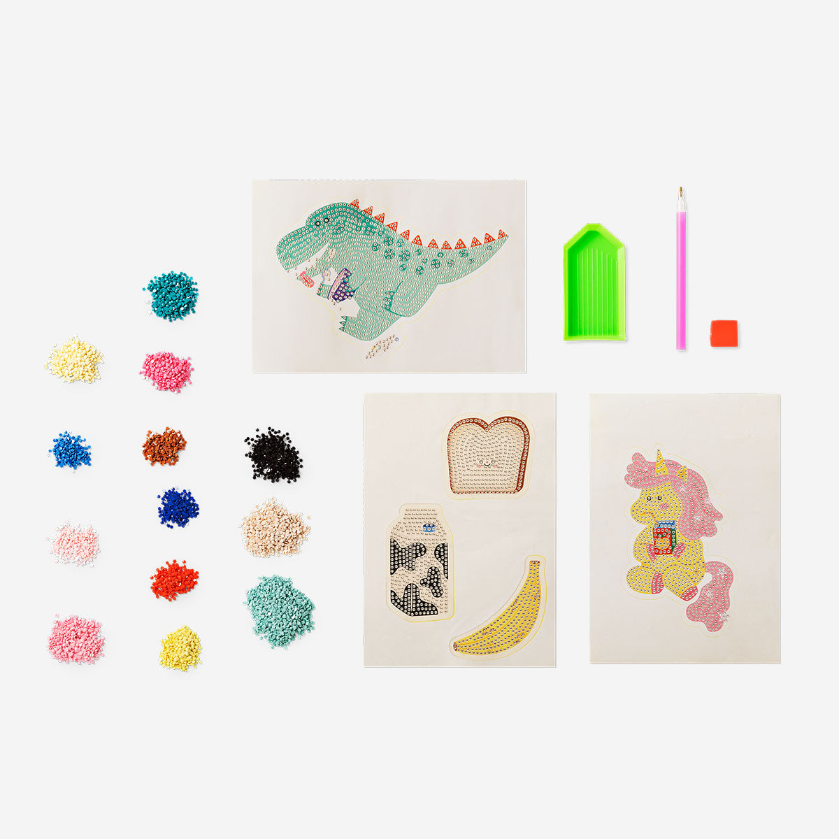 Set of five DIY rhinestone stickers from Flying Tiger Copenhagen, colorful and sparkling embellishments for craft projects.