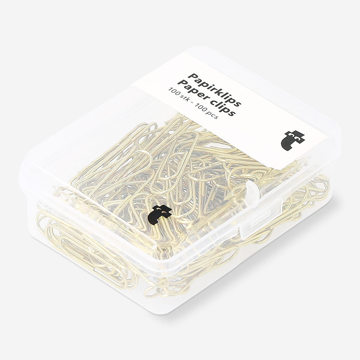 Pack of 100 office paper clips from Flying Tiger Copenhagen, small metal clips for organizing papers.