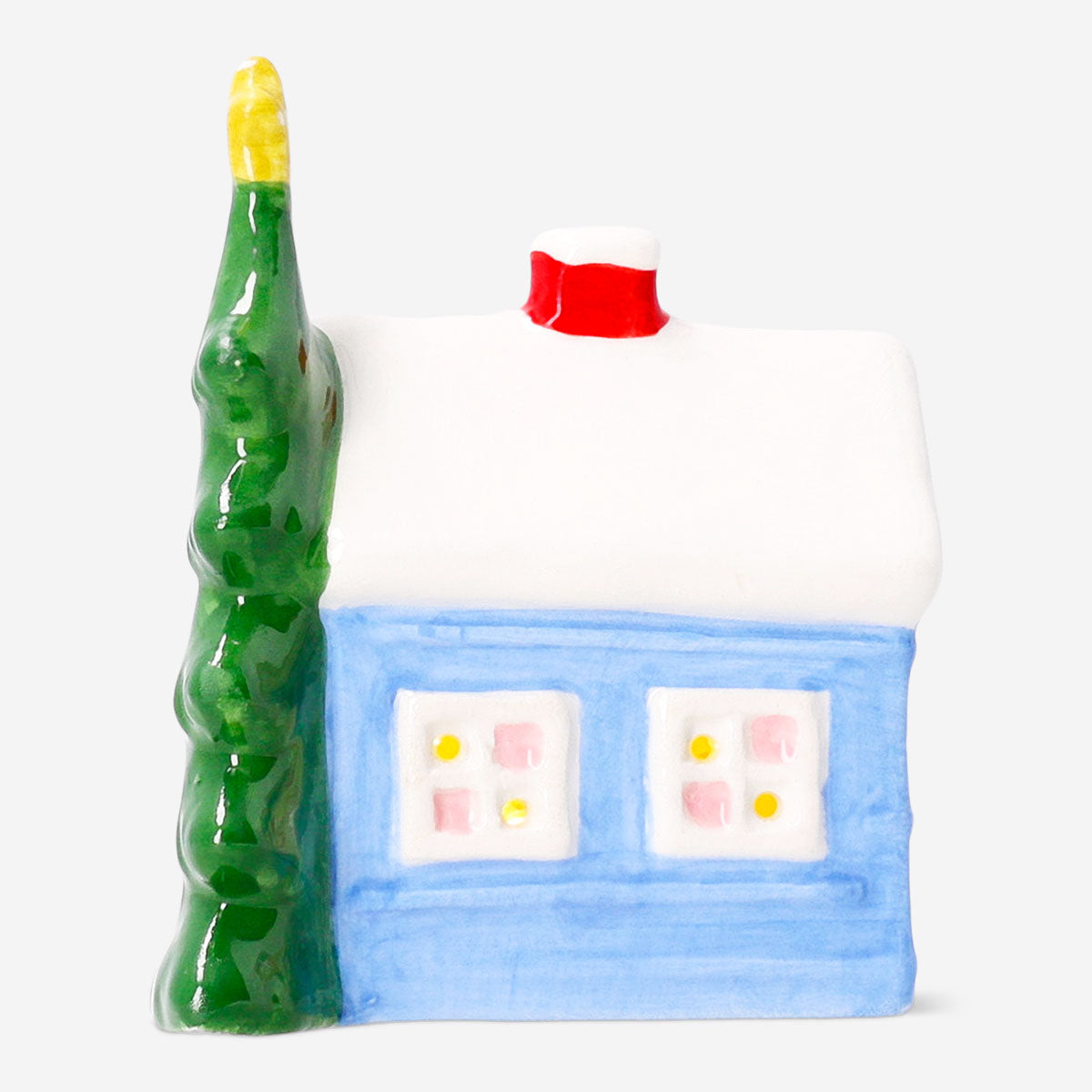 Medium ceramic house for LED light by Flying Tiger Copenhagen, featuring a detailed, cozy home design perfect for decorative lighting.