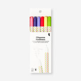 Six Flying Tiger Copenhagen erasable fineliners in assorted colors, ideal for office writing and sketching.