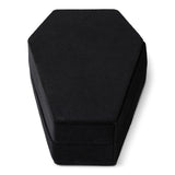 Black coffin-shaped jewellery storage box from Flying Tiger Copenhagen, designed for personal care and accessory organization.