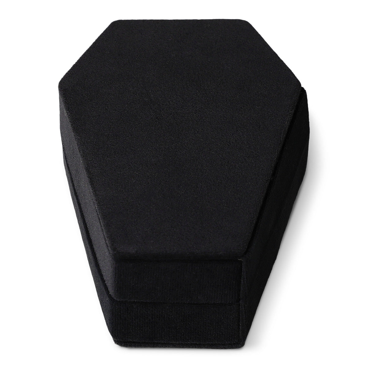 Black coffin-shaped jewellery storage box from Flying Tiger Copenhagen, designed for personal care and accessory organization.