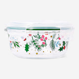 Glass food container with Christmas print, 14 cm, from Flying Tiger Copenhagen, featuring festive holiday design for kitchen storage.