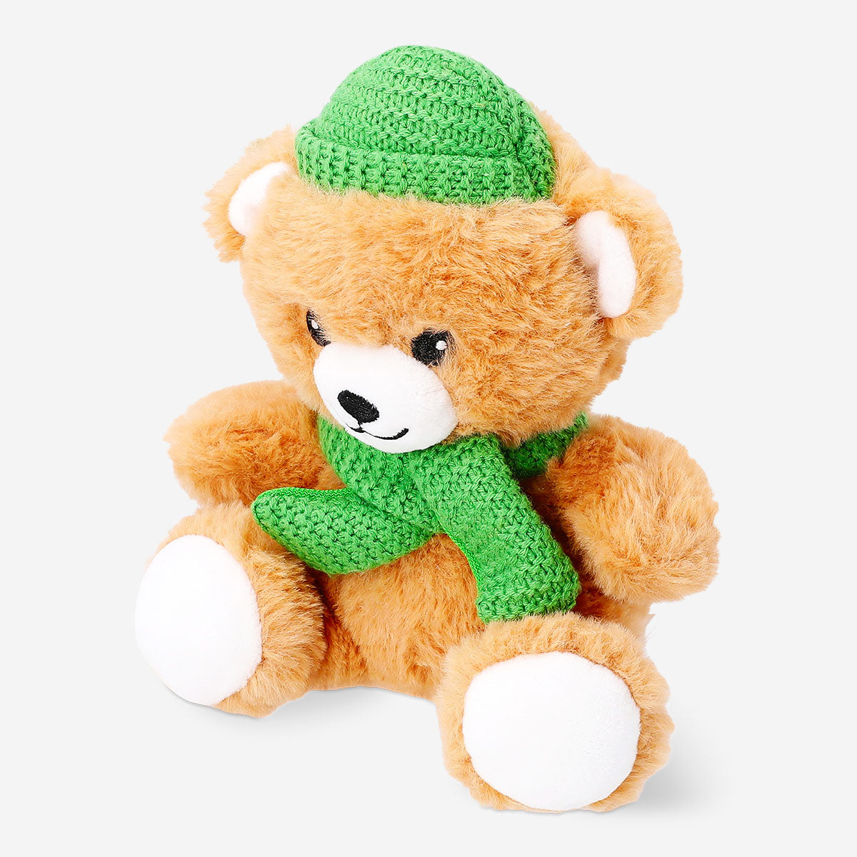 Soft plush bear toy with beanie hat from Flying Tiger Copenhagen, featuring a cuddly appearance and cute design.