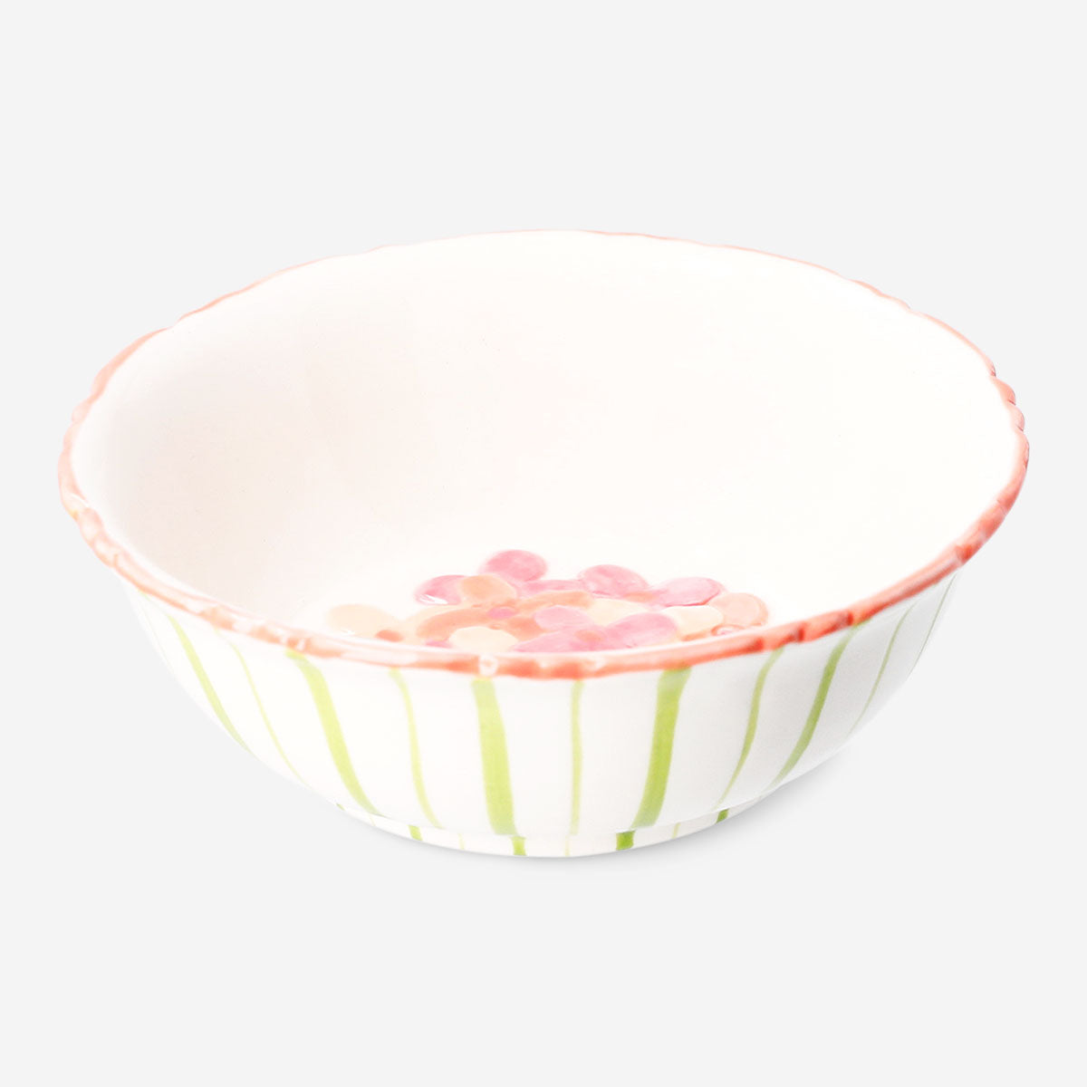 Ceramic kitchen bowl with hand-painted flower design, 12 cm, by Flying Tiger Copenhagen, showing colorful floral artwork on the bowl's surface.