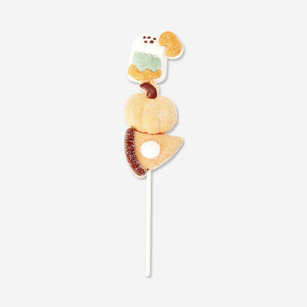 Flying Tiger Copenhagen pumpkin spice marshmallow kebob with colorful marshmallows on a skewer, perfect for dessert treats.