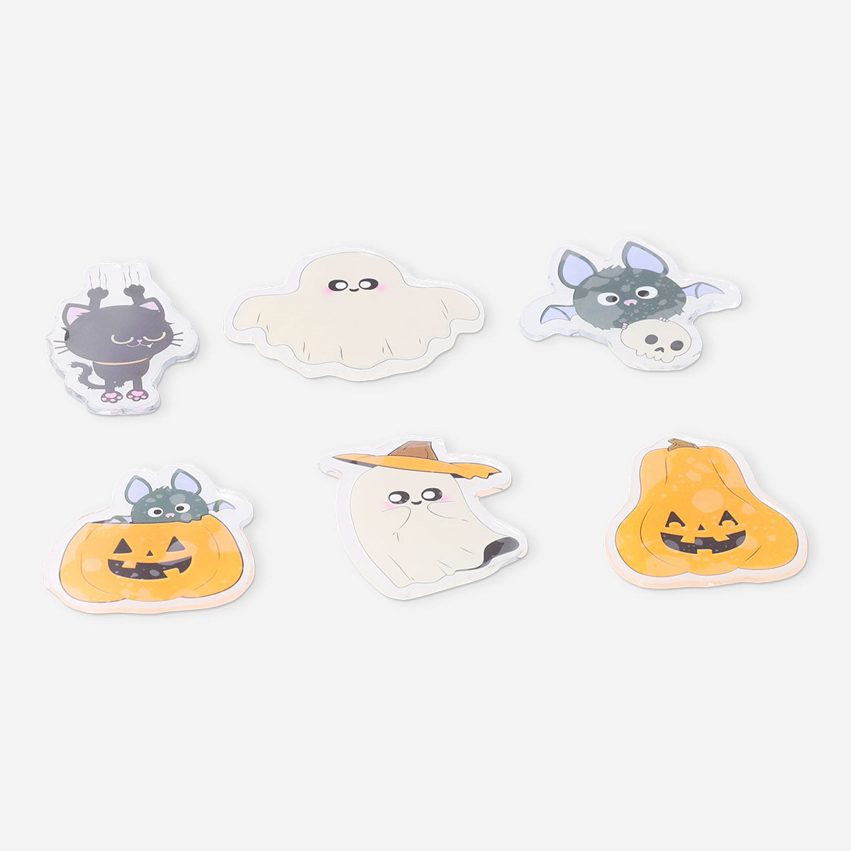 Party window decorations featuring cute Halloween character designs, perfect for festive seasonal decor by Flying Tiger Copenhagen.