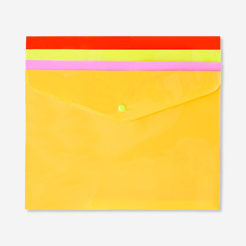Set of four colorful A4 document folders from Flying Tiger Copenhagen, ideal for office organization and file storage.