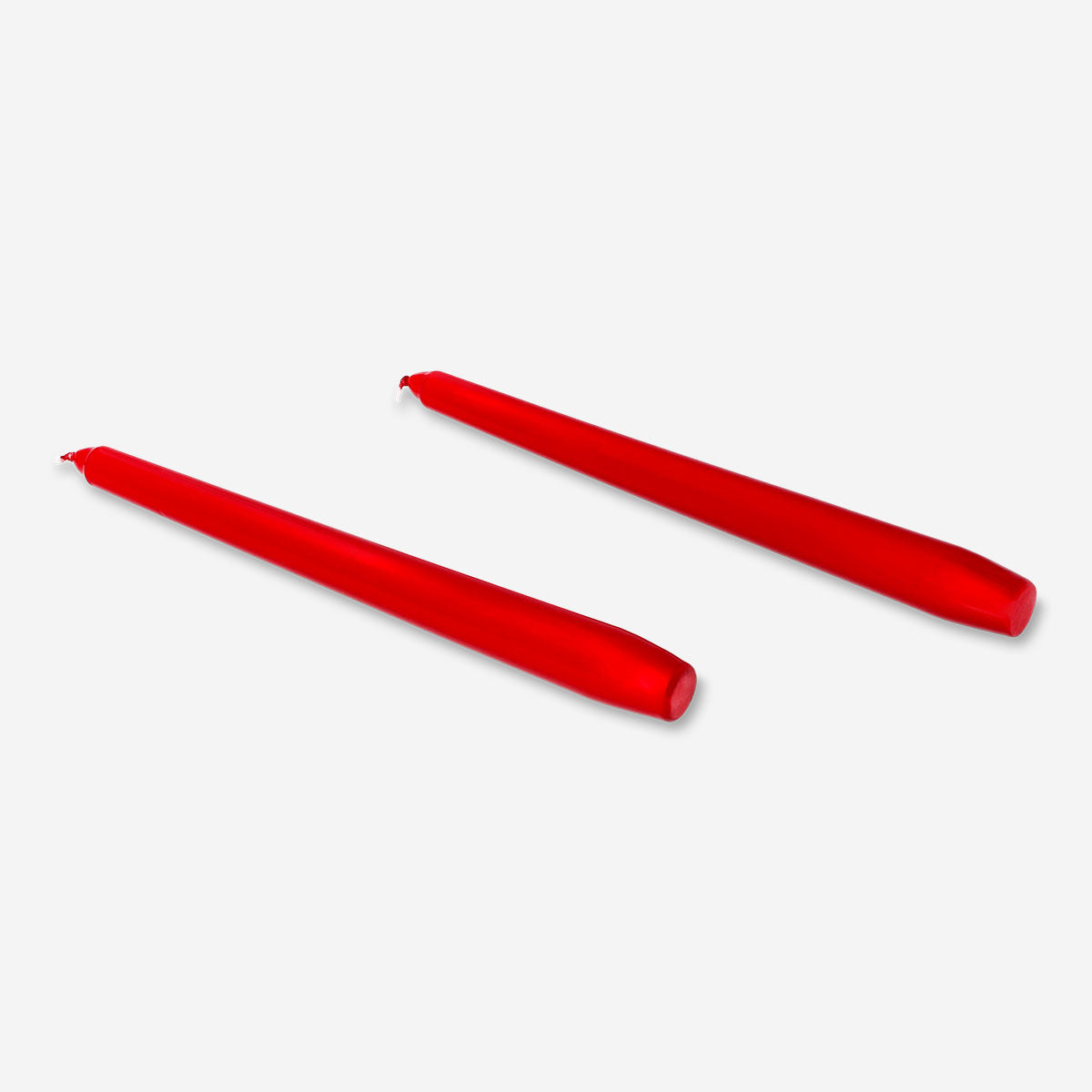 Pair of red dinner candles from Flying Tiger Copenhagen, 2-piece set, ideal for home dining and candlelit ambiance.