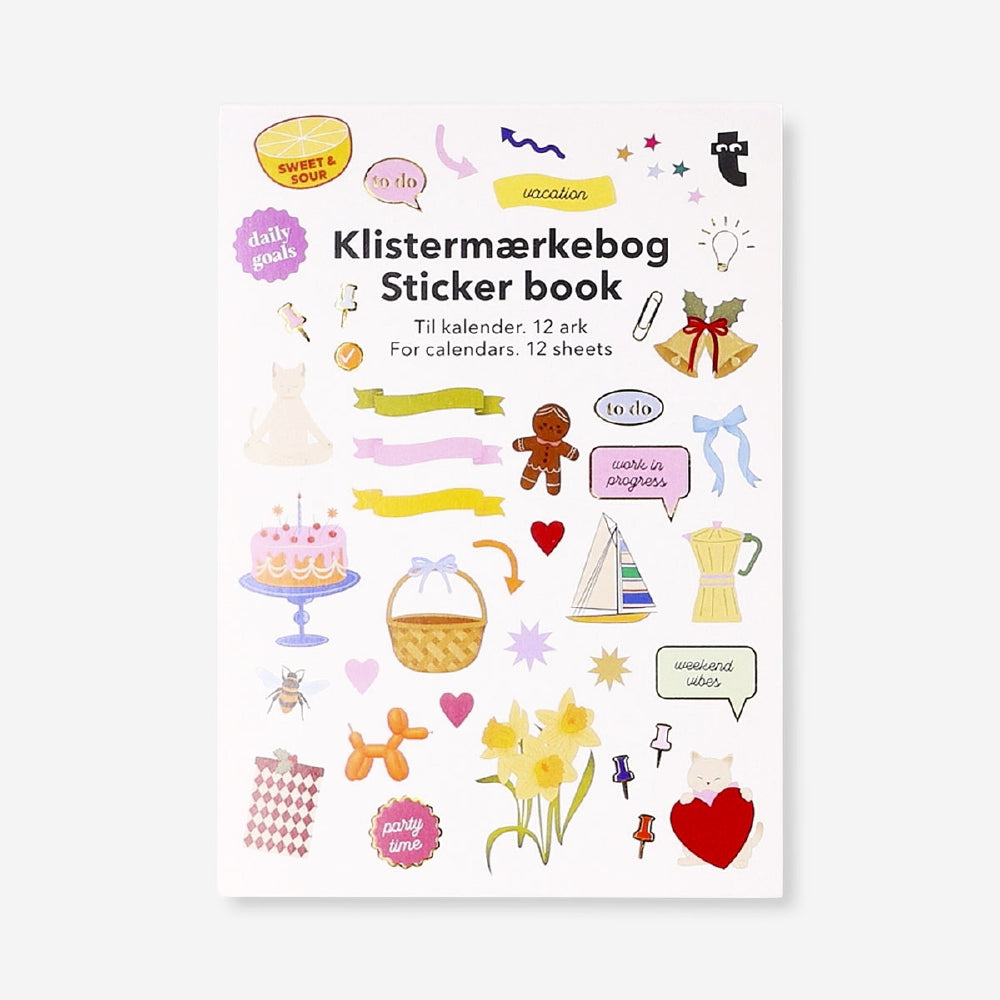 Office sticker book by Flying Tiger Copenhagen with colorful stickers for decorating calendars and planners.
