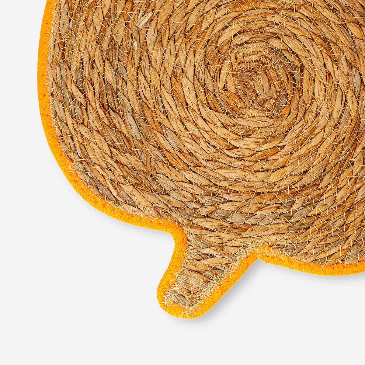 Woven cattail pumpkin-shaped placemat from Flying Tiger Copenhagen, 33 cm, ideal for rustic kitchen table decor.