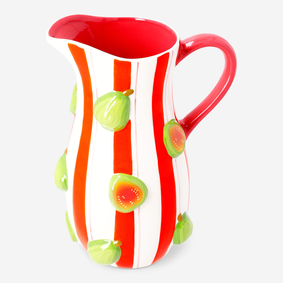 Ceramic jug with embossed guava design in a 1.2L kitchenware by Flying Tiger Copenhagen, showcasing its textured surface.
