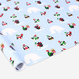 Flying Tiger Copenhagen penguin-themed 400 cm office wrapping paper roll with festive penguin illustrations.