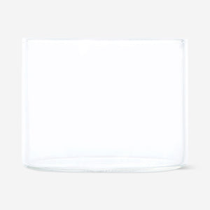 Clear 200 ml drinking glass from Flying Tiger Copenhagen, suitable for kitchen use, shown on a clean countertop.