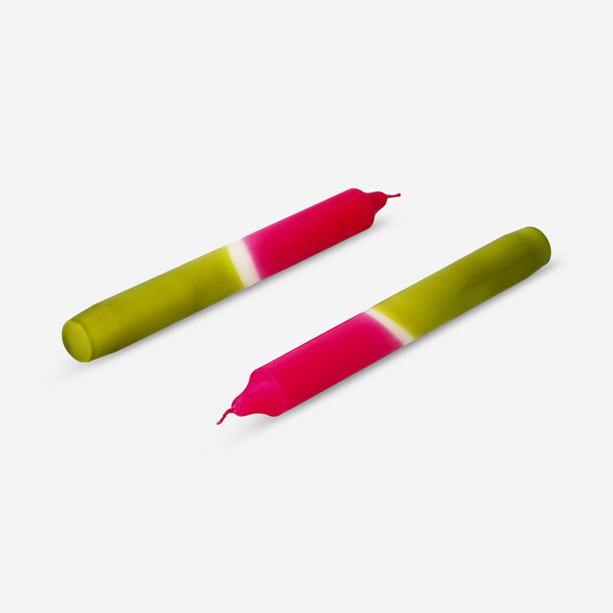 Dip dye dinner candle in pink and green - 4 pcs
