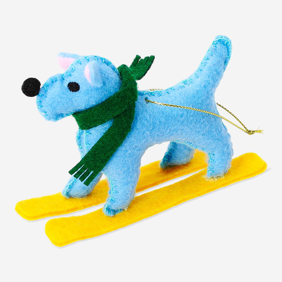 Felt hanging ornament featuring a skiing dog, ideal for home decor, by Flying Tiger Copenhagen