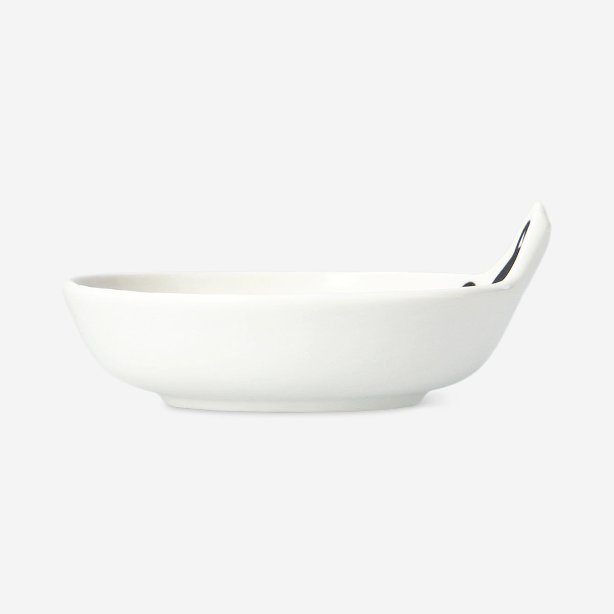 White ceramic cat-themed kitchen bowl, 10 cm diameter, by Flying Tiger Copenhagen, featuring a cute cat design on the surface.