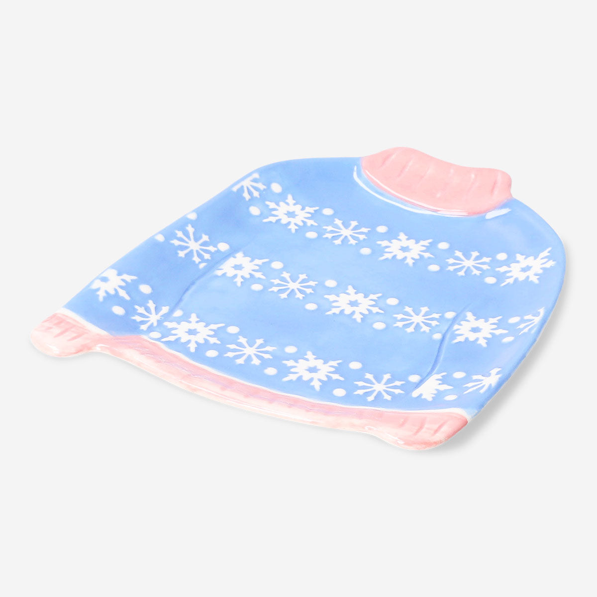 Flying Tiger Copenhagen ski sweater dish, 15x14 cm, colorful kitchen accessory with a ski sweater pattern on ceramic material.