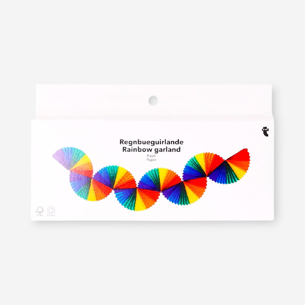 Colorful rainbow paper fans garland from Flying Tiger Copenhagen, 160 cm long, perfect for party decorations