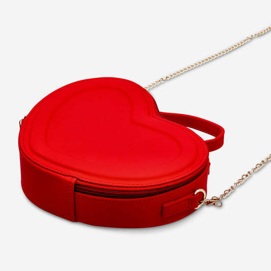 Red heart bag with gold chain