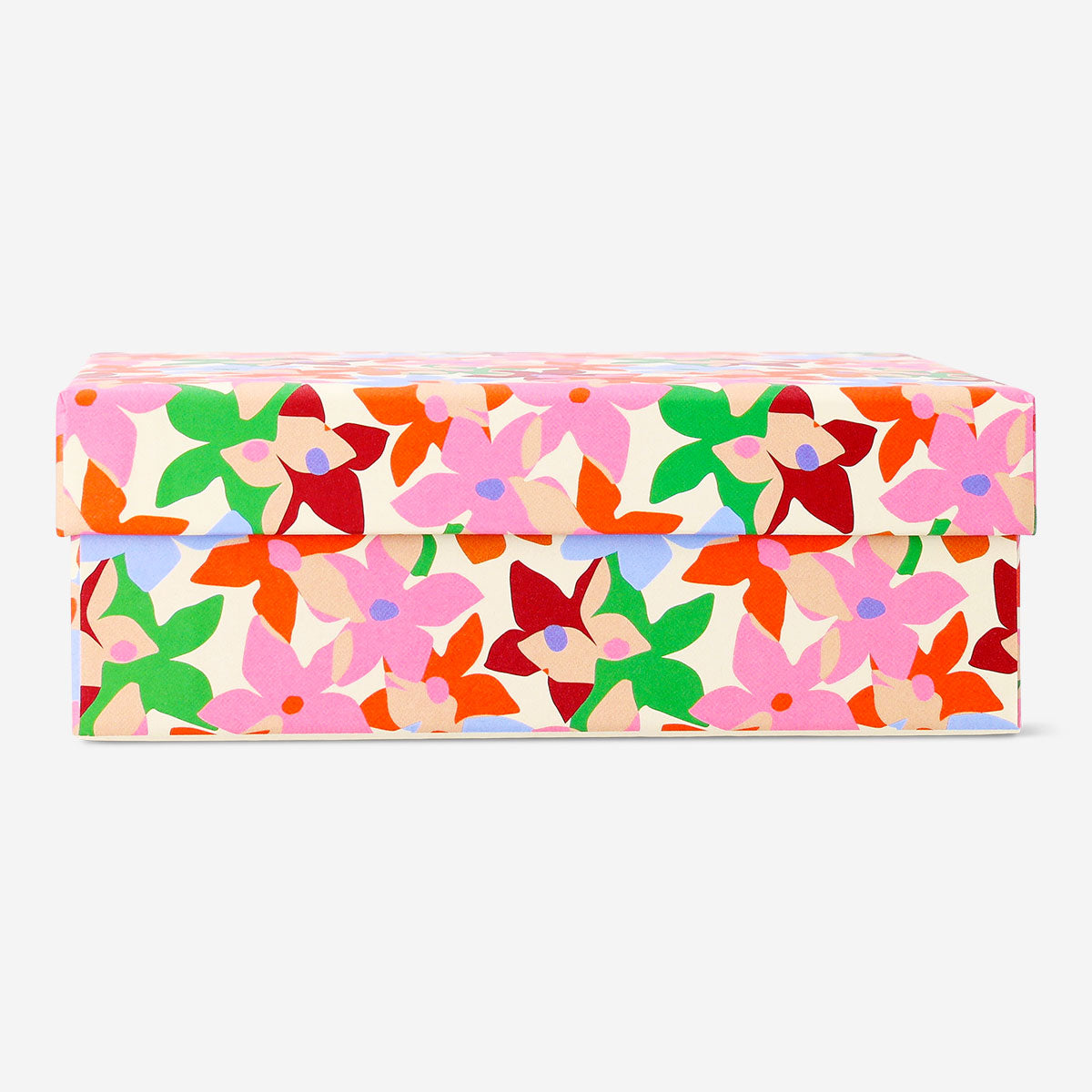 Flying Tiger Copenhagen storage box with geometric print, 11x17 inches, ideal for home organization and decorative storage.
