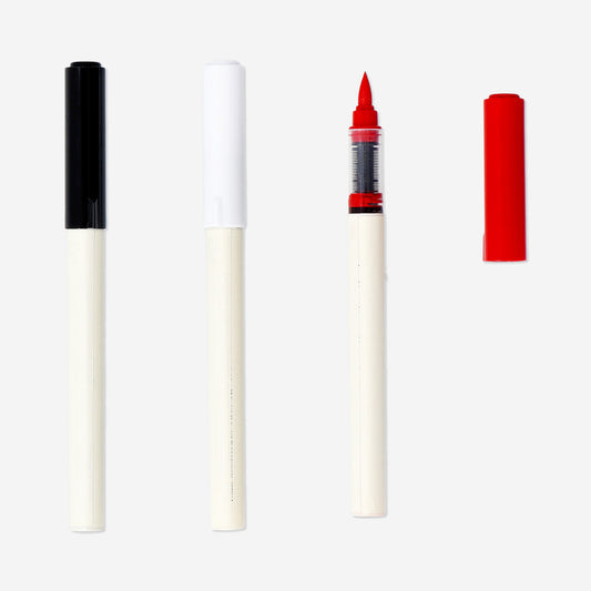 Red, black, and white nail art pens - 3 pcs