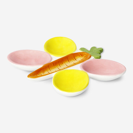 Egg dish with carrot design