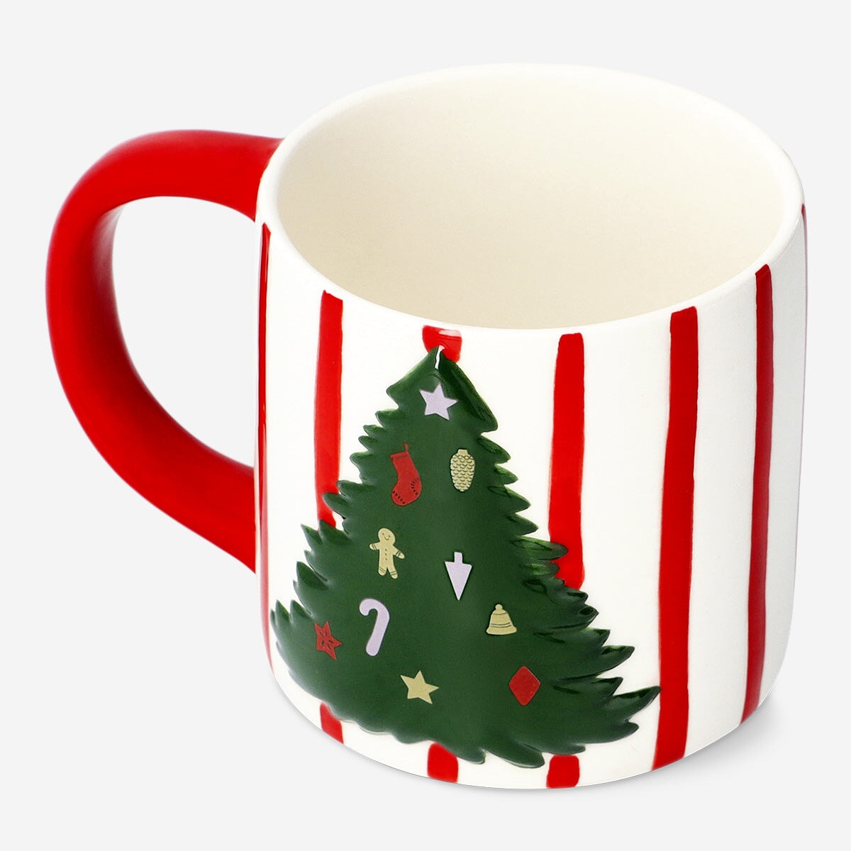 Festive Striped Christmas Mug – 400ml Ceramic Holiday Gift