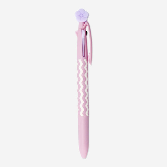 Erasable multi coloured ballpoint pen with flower topper