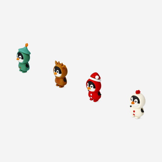 Erasers as Christmas dress up figures - 4 pcs