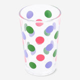Clear 220 ml drinking glass with white dot pattern, Flying Tiger Copenhagen kitchen glass for beverages.
