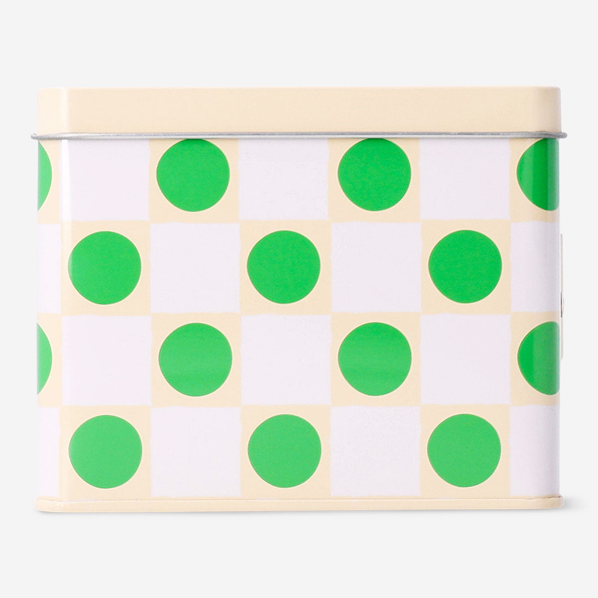Square cake tin with green dots from Flying Tiger Copenhagen, 12x12 cm, ideal for baking and cake making.