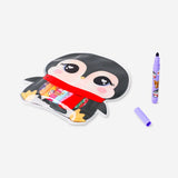 Set of 10 colorful office markers in a penguin-shaped case by Flying Tiger Copenhagen, ideal for creative and office use.