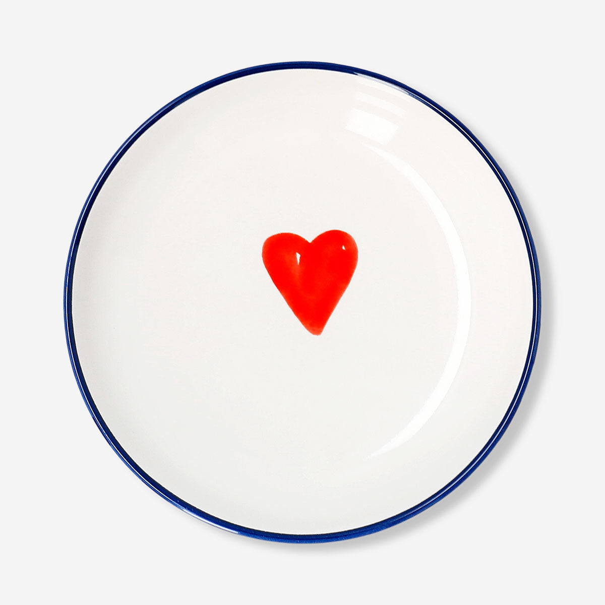 Striped 15cm ceramic bowl with heart design from Flying Tiger Copenhagen, perfect for kitchen use and serving.