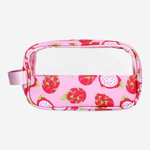 Flying Tiger Copenhagen cosmetic bag with vibrant dragon fruit print, perfect for personal care and travel accessories.