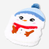 Flying Tiger Copenhagen plush snowman notebook for office use, featuring a soft snowman cover with winter-themed design.