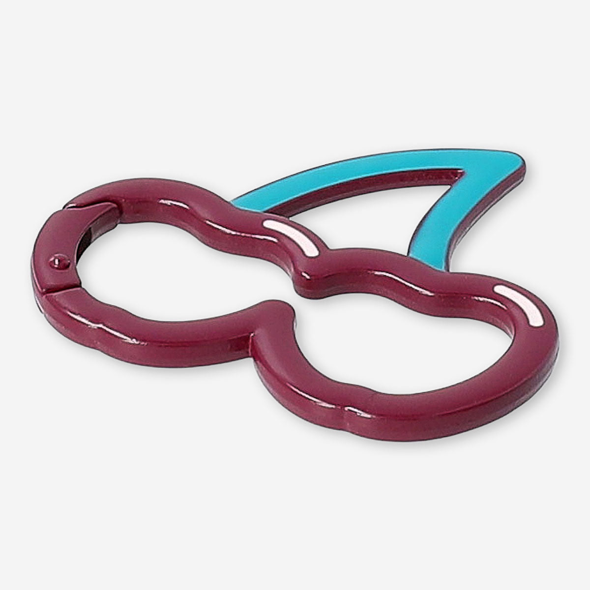 Cherry textile carabiner by Flying Tiger Copenhagen, lightweight keychain or accessory clip with red cherry design.