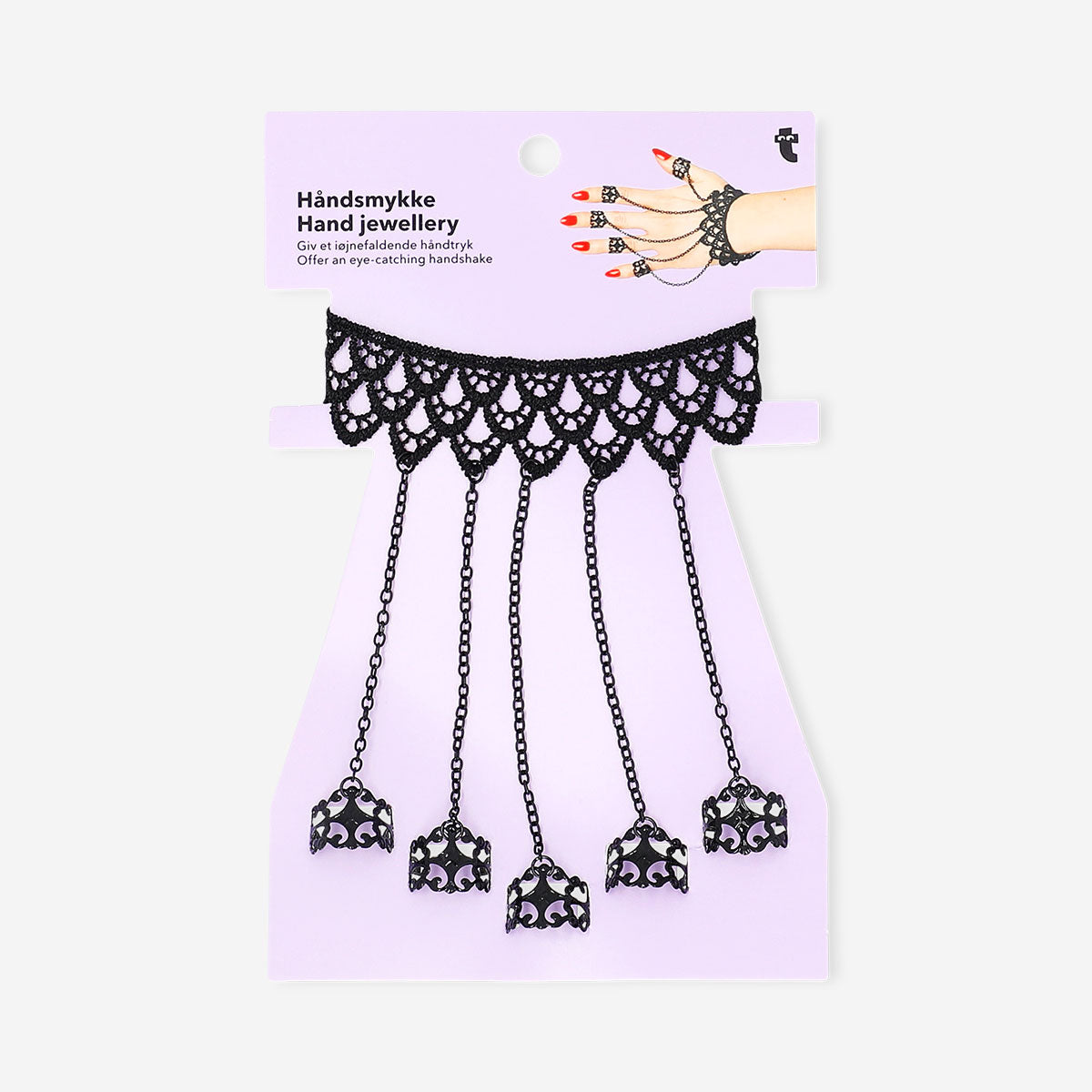 Colorful hand lace textile jewelry by Flying Tiger Copenhagen featuring intricate lacework and delicate craftsmanship.