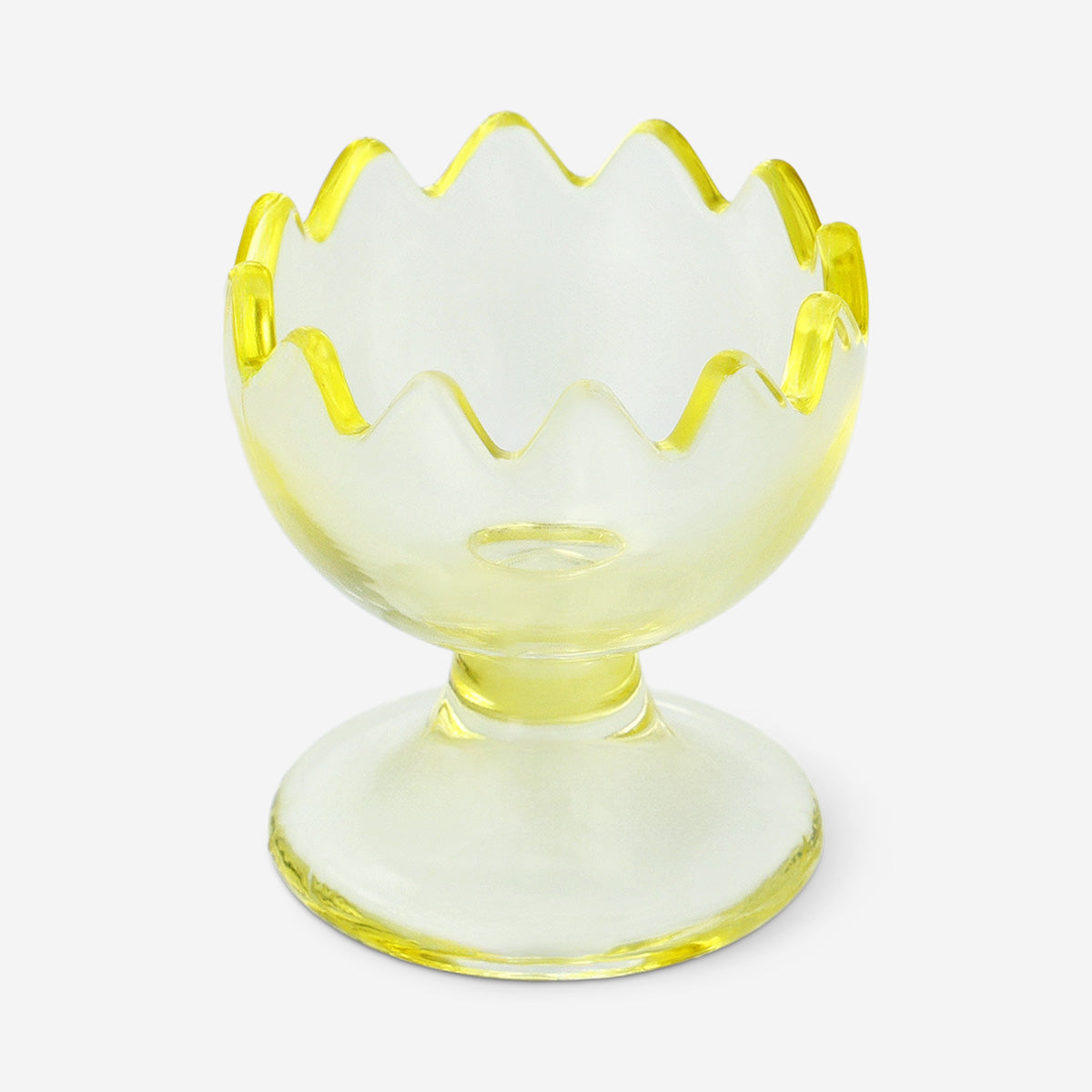 Frosted yellow glass egg cup