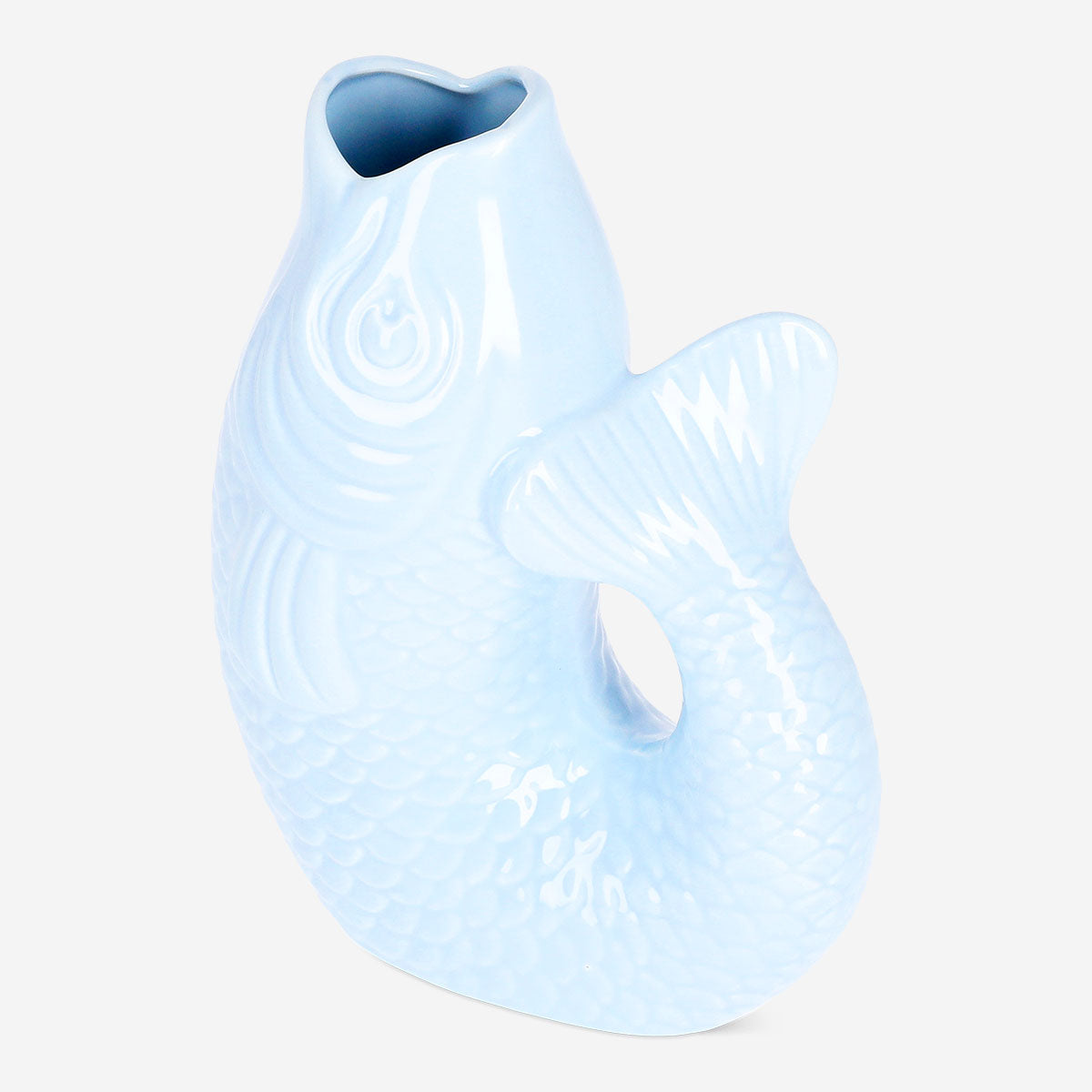 Lyseblå fiskevase - 21 cm