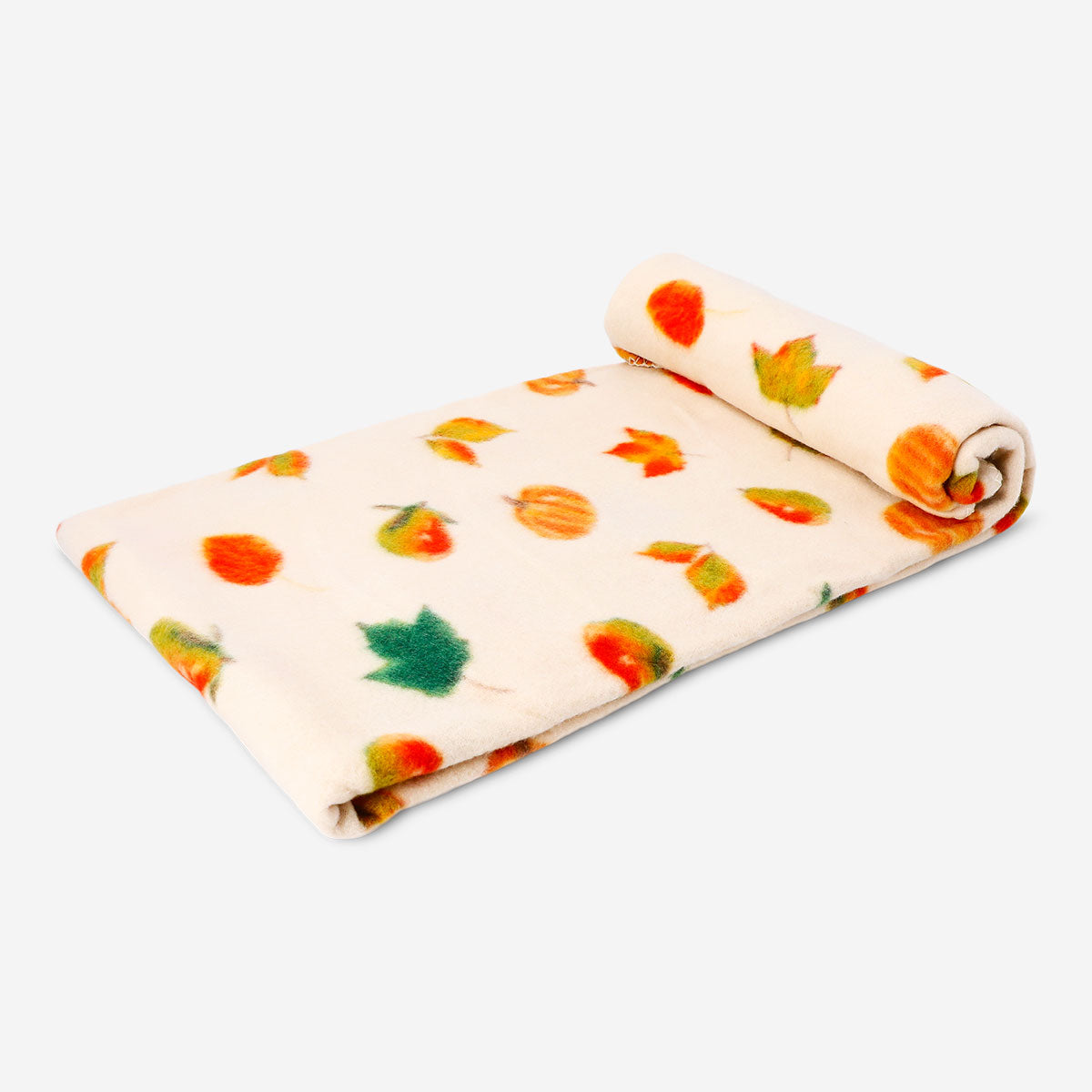 Flying Tiger Copenhagen autumnal fleece blanket in warm tones, 180x130 cm, cozy home accessory for chilly evenings.
