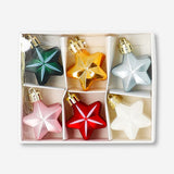 Set of 12 Flying Tiger Copenhagen star-shaped Christmas baubles for home decor, colorful and festive holiday decorations