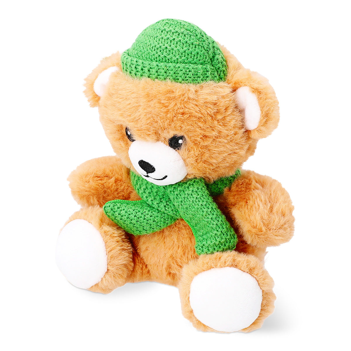 Soft plush toy bear wearing a beanie hat, from Flying Tiger Copenhagen, perfect for cuddling and playful display.