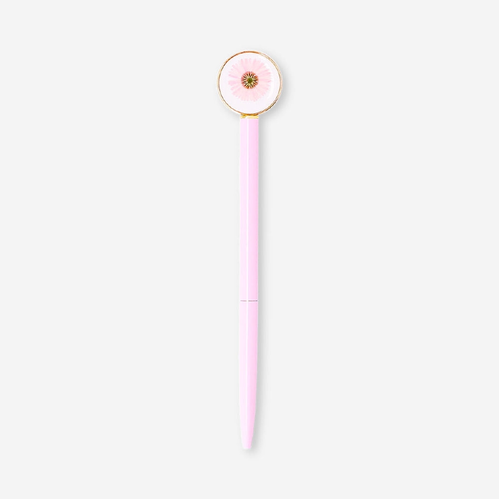 Black ink ballpoint pen with floral design from Flying Tiger Copenhagen, ideal for office writing.