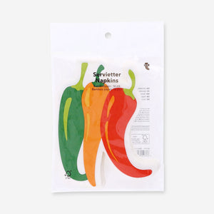 Set of 16 colorful chili-shaped paper napkins for party use, by Flying Tiger Copenhagen.