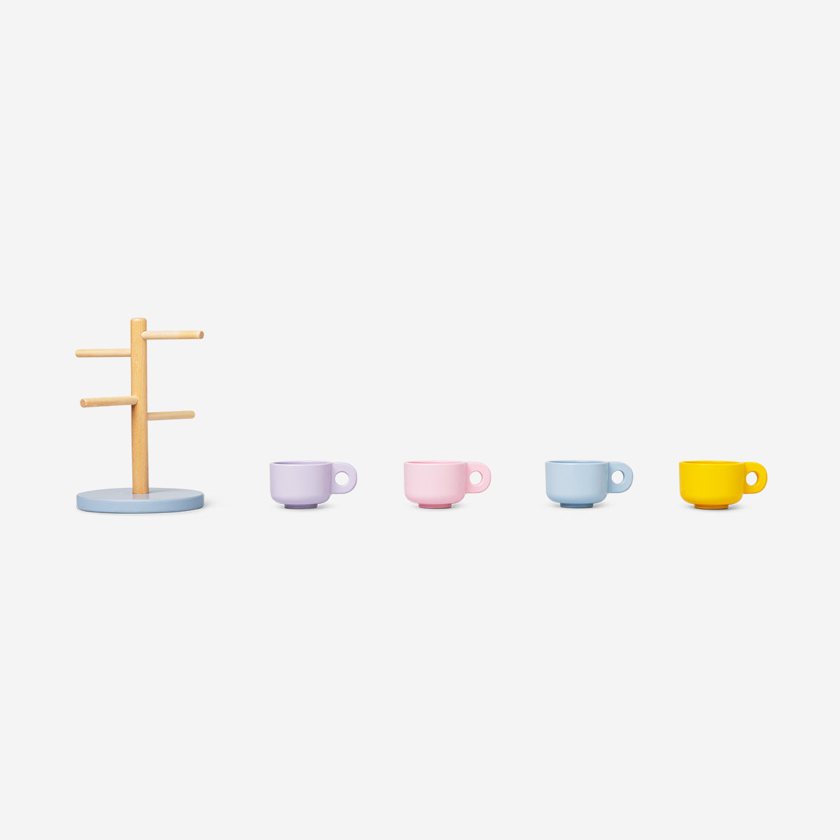 Wooden play cups with holder for play