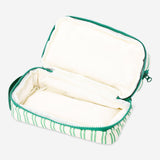 Green striped Flying Tiger Copenhagen leisure toiletry bag with zipper closure and compact design for travel accessories.