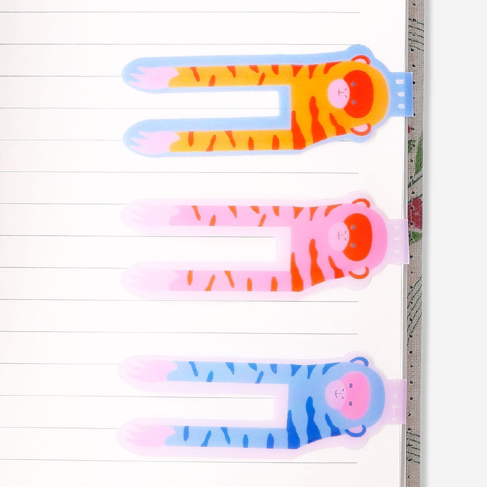 Set of three magnetic monkey bookmarks from Flying Tiger Copenhagen, ideal for marking pages in office or reading materials.